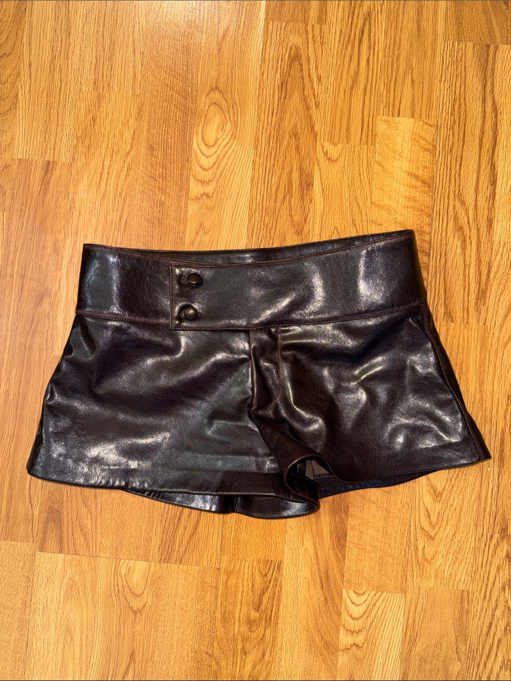 ZARA Faux Leather Low Rise Dark Brown Shorts